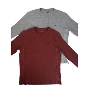 BUNDLE Levi's Men's Waffle-Knit Thermal Long Sleeve Shirt Large Red Gray Cotton